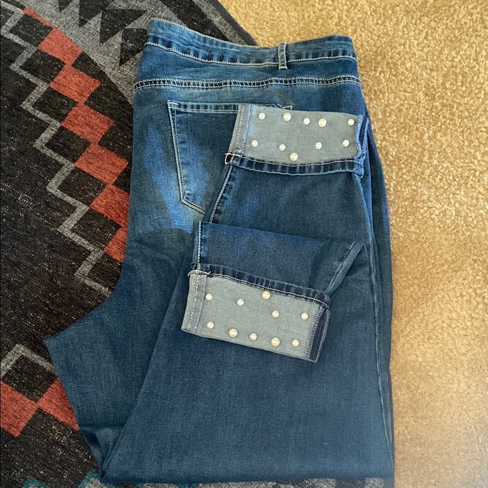 Avenue Blue Jeans with Pearl Accents